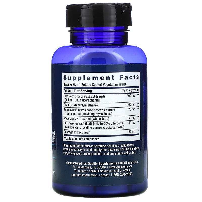 Life Extension, Optimized Broccoli and Cruciferous Blend, 30 Enteric Coated Vegetarian Tablets 737870236832