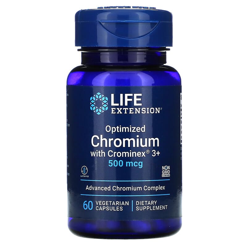 Life Extension Optimized Chromium with Crominex 3+ 500 mcg 60 Vegetarian Capsules 737870150466