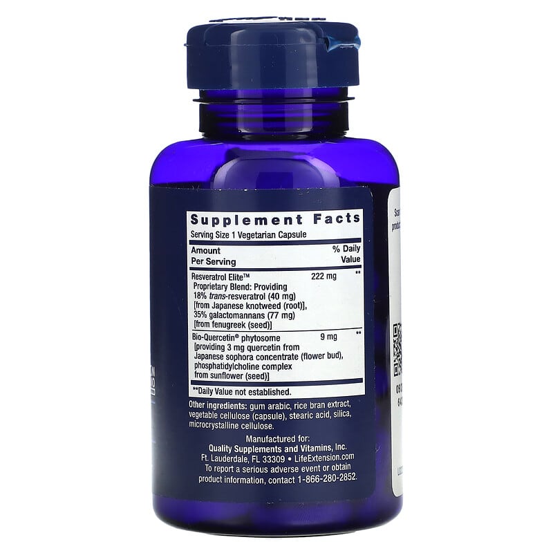 Life Extension, Optimized Resveratrol Elite, 60 Vegetarian Capsules 737870223061