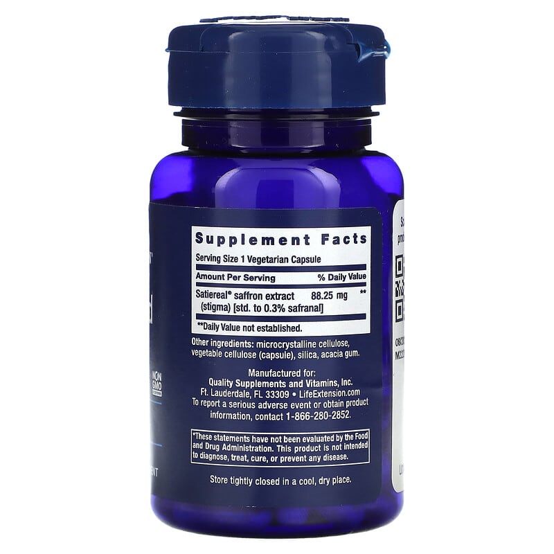 Life Extension, Optimized Saffron, 60 Vegetarian Capsules 737870143260