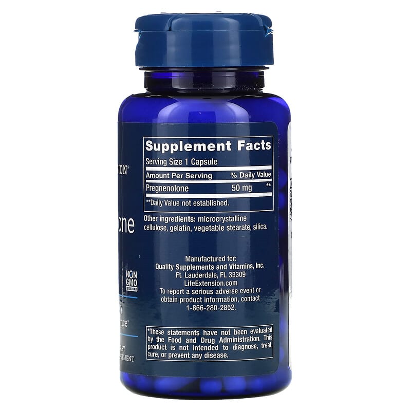 Life Extension, Pregnenolone, 50 mg, 100 Capsules 737870302100