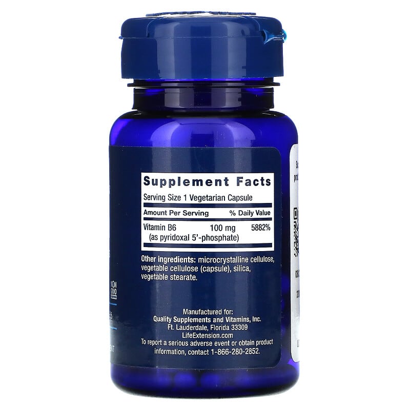Life Extension, Pyridoxal 5'-Phosphate Caps, 100 mg, 60 Vegetarian Capsules 737870121763