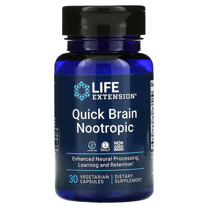 Life Extension Quick Brain Nootropic 30 Vegetarian Capsules 737870240631