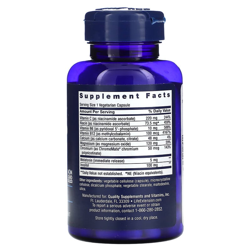 Life Extension, Quiet Sleep, Melatonin, 5 mg, 60 Vegetarian Capsules 737870144564