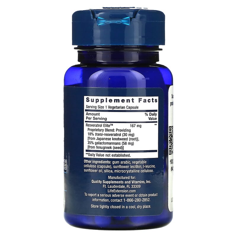 Life Extension, Resveratrol Elite, 30 Vegetarian Capsules 737870221067