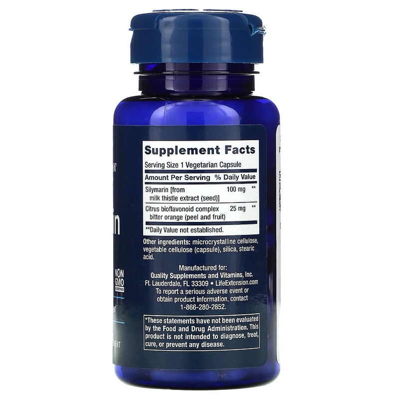 Life Extension, Silymarin, 100 mg, 90 Vegetarian Capsules 737870188490