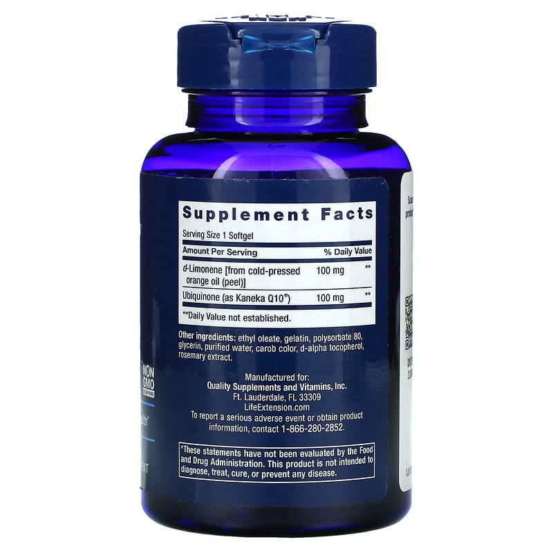 Life Extension, Super-Absorbable CoQ10 (Ubiquinone) with d-Limonene, 100 mg, 60 Softgels 737870195160