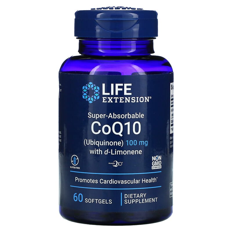 Life Extension Super-Absorbable CoQ10 (Ubiquinone) with d-Limonene 100 mg 60 Softgels 737870195160