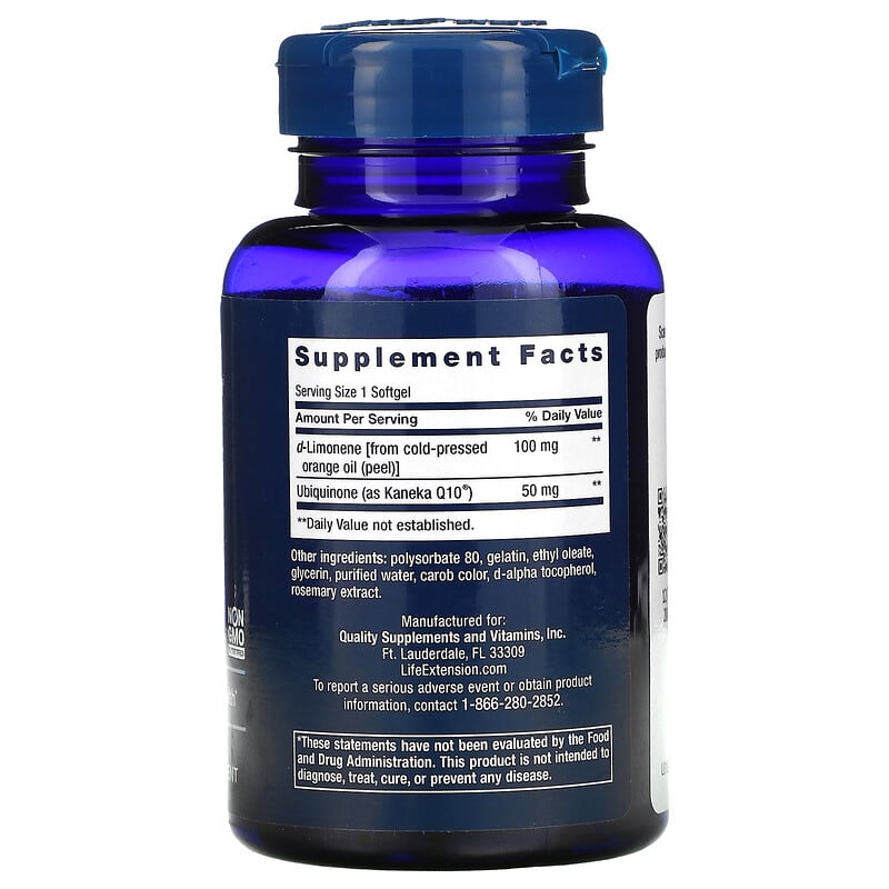 Life Extension, Super-Absorbable CoQ10 with d-Limonene, 50 mg, 60 Softgels 737870194965