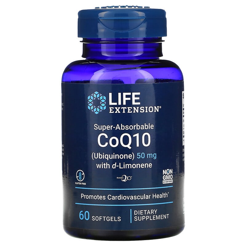 Life Extension Super-Absorbable CoQ10 with d-Limonene 50 mg 60 Softgels 737870194965