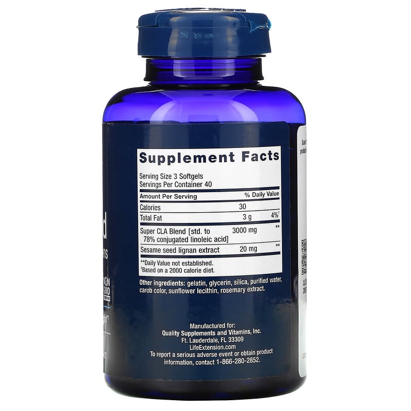 Life Extension, Super CLA Blend with Sesame Lignans, 120 Softgels 737870818120