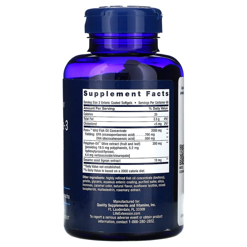 Life Extension, Super Omega-3, 120 Enteric Coated Softgels 737870198413
