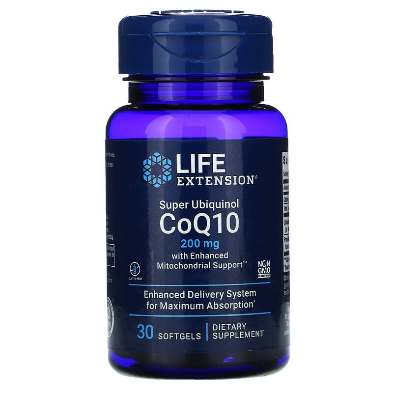 Life Extension Super Ubiquinol CoQ10 with Enhanced Mitochondrial Support 200 mg 30 Softgels 737870143123
