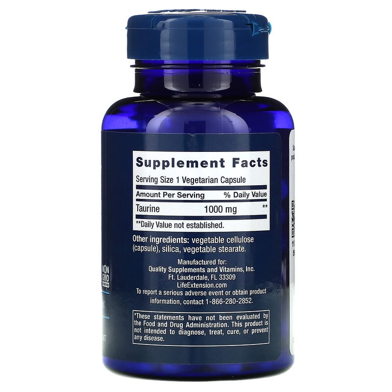 Life Extension, Taurine, 1,000 mg, 90 Vegetarian Capsules 737870182795