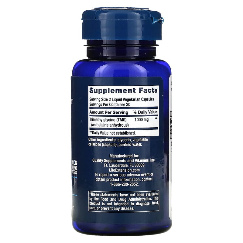 Life Extension, TMG, 500 mg, 60 Liquid Vegetarian Capsules 737870185963