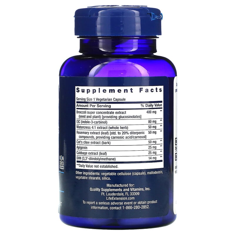 Life Extension, Triple Action Cruciferous Vegetable Extract, 60 Vegetarian Capsules 737870146865