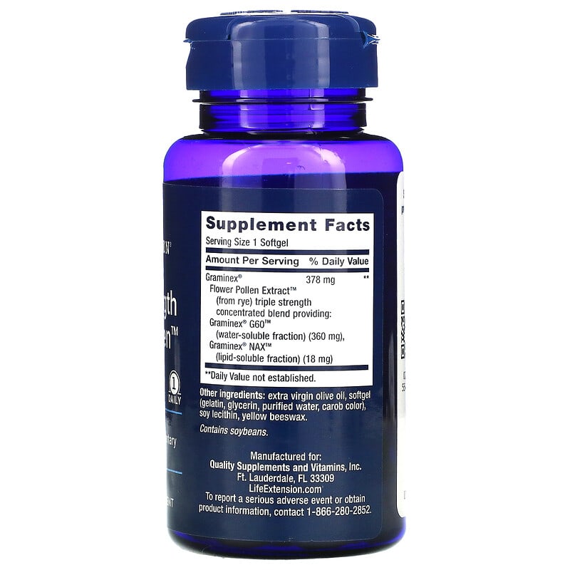 Life Extension, Triple Strength ProstaPollen, 30 Softgels 737870190936