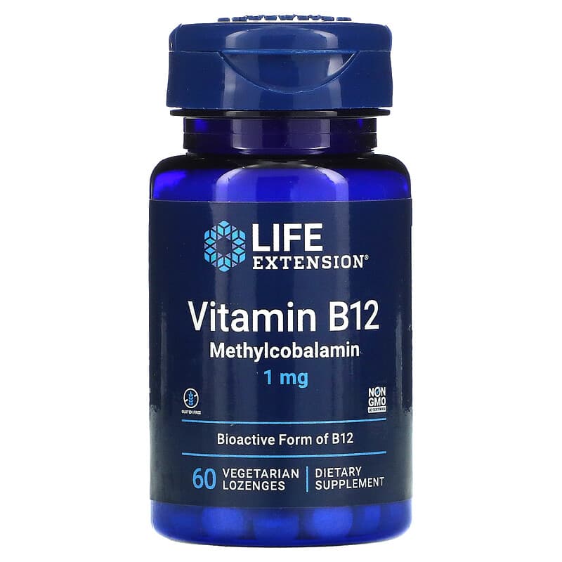 Life Extension Vitamin B12 Methylcobalamin 1 mg 60 Vegetarian Lozenges 737870153665