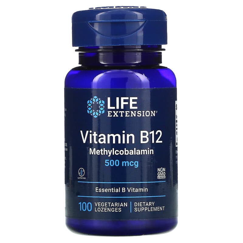Life Extension Vitamin B12 Methylcobalamin 500 mcg 100 Vegetarian Lozenges 737870361107