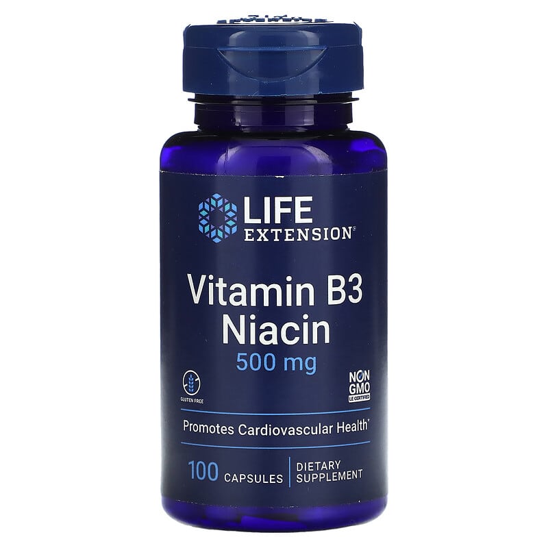 Life Extension Vitamin B3 Niacin 500 mg 100 Capsules 737870372103