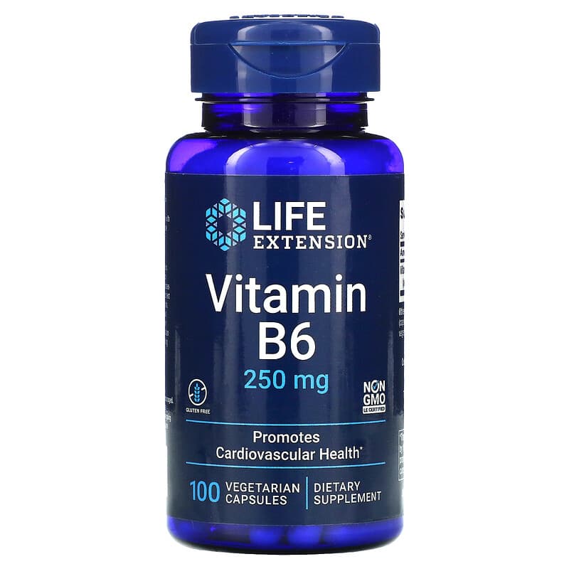 Life Extension Vitamin B6 250 mg 100 Vegetarian Capsules 737870153511