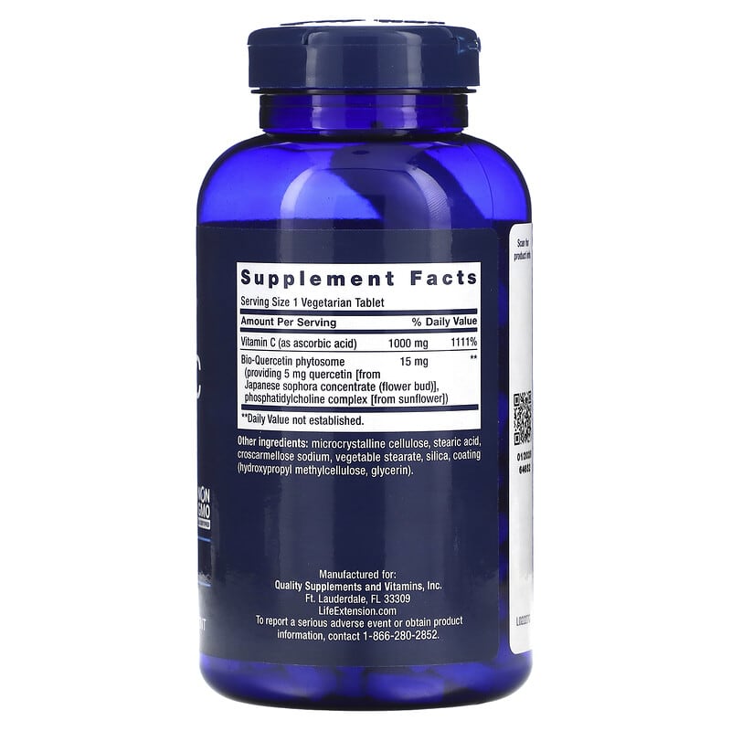 Life Extension, Vitamin C and Bio-Quercetin Phytosome, 250 Vegetarian Tablets 737870222729