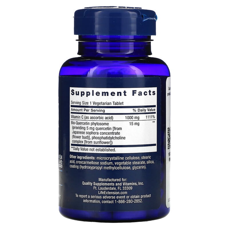 Life Extension, Vitamin C and Bio-Quercetin Phytosome, 60 Vegetarian Tablets 737870222866