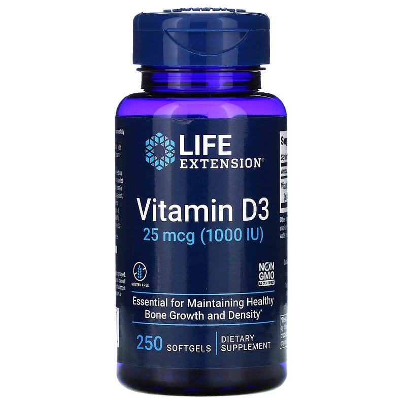 Life Extension Vitamin D3 25 mcg (1,000 IU) 250 Softgels 737870175124