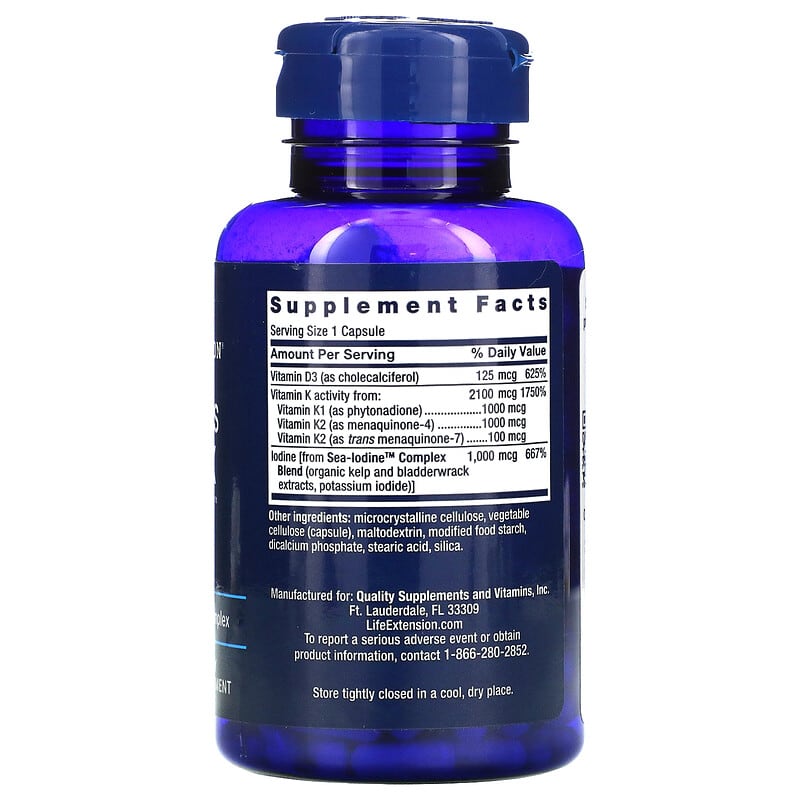 Life Extension, Vitamins D and K with Sea-Iodine, 60 Capsules 737870204060