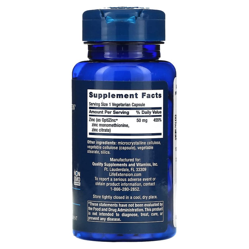 Life Extension, Zinc Caps, High Potency, 50 mg, 90 Vegetarian Capsules 737870181392