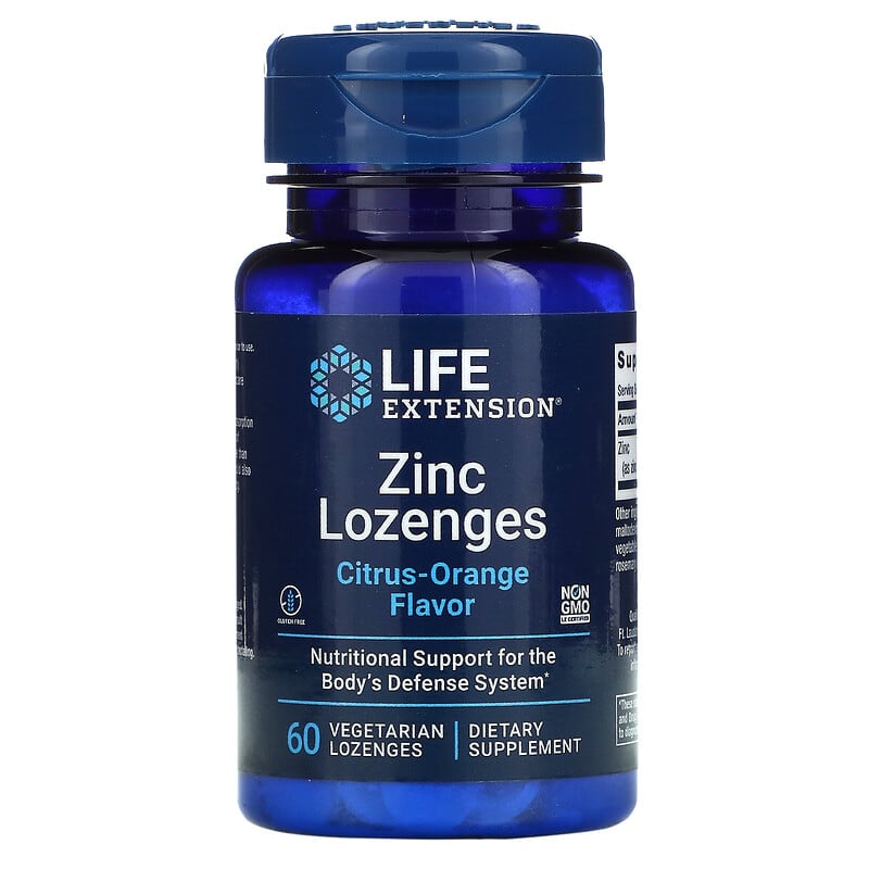 Life Extension Zinc Lozenges Citrus-Orange 60 Vegetarian Lozenges 737870156161