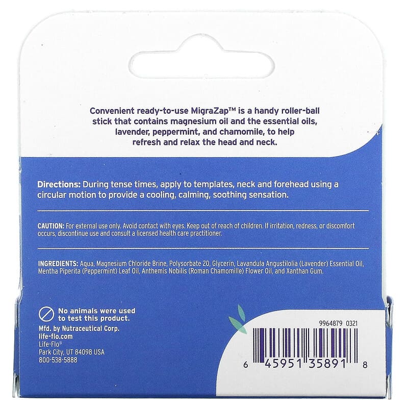 Life-flo, Migrazap Magnesium Roll-On, 0.24 fl oz (7 ml) 645951358918