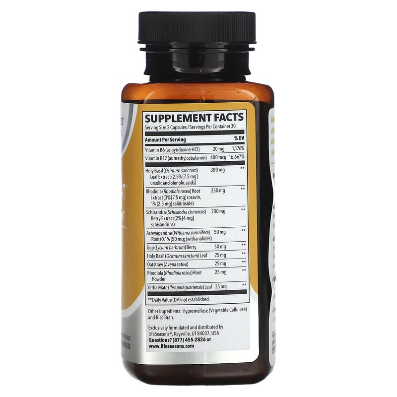 LifeSeasons, Adrenal-T, Adrenal Support, 60 Veg Capsules 853760002209