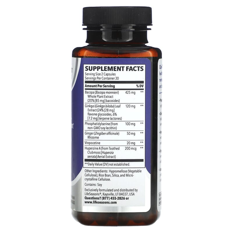 LifeSeasons, Clari-T Cognitive Support, 60 Veg Capsules 853760002094