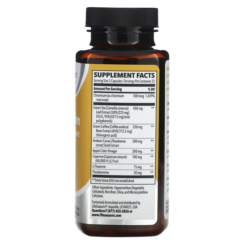 LifeSeasons, Metabolism, Weight Management, 70 Veg Capsules 853760002032