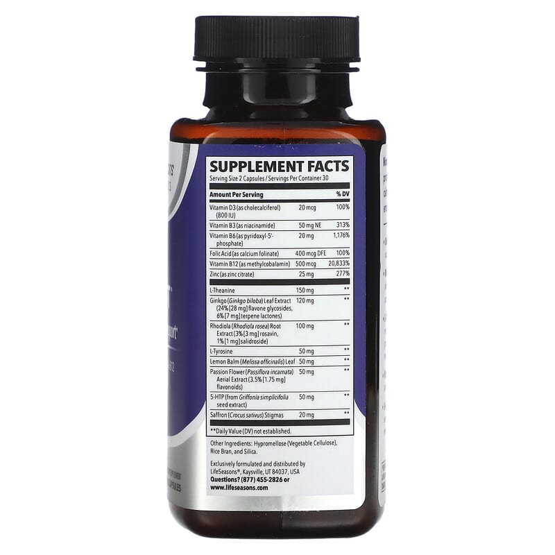 LifeSeasons, Mood Stabili-T, Emotional Support, 60 Veg Capsules 853760002643