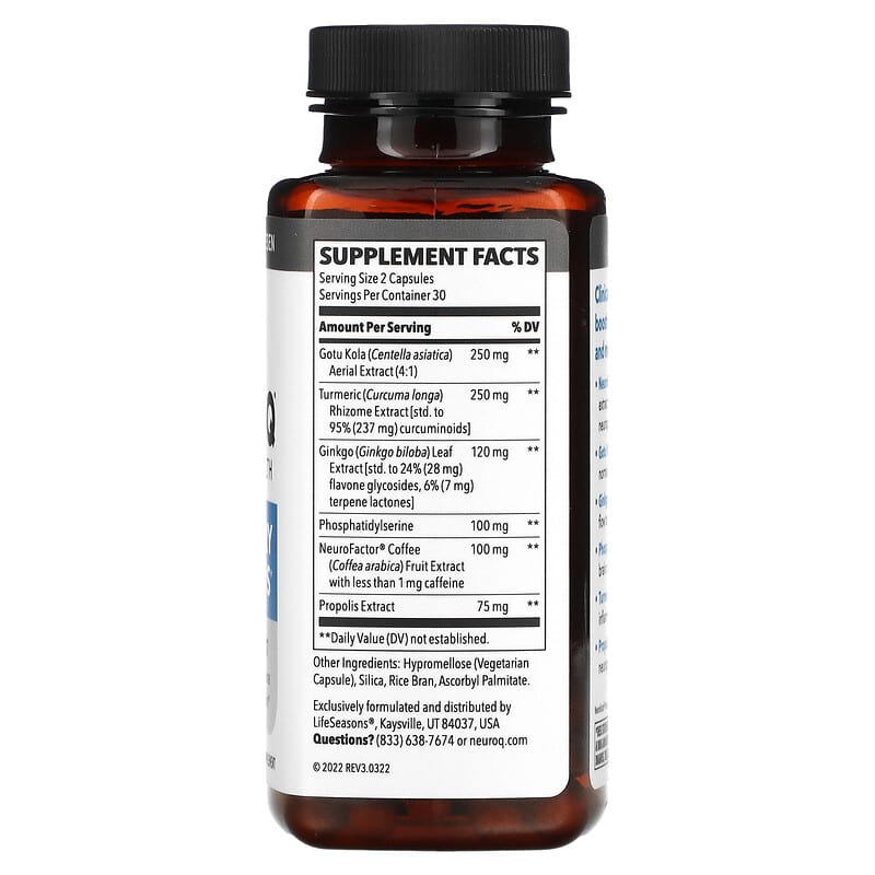 LifeSeasons, NeuroQ Brain Health, 60 Veg Capsules 853760002834