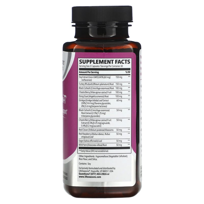 LifeSeasons, Pausitivi-T, Menopause Support, 60 Veg Capsules 853760002148