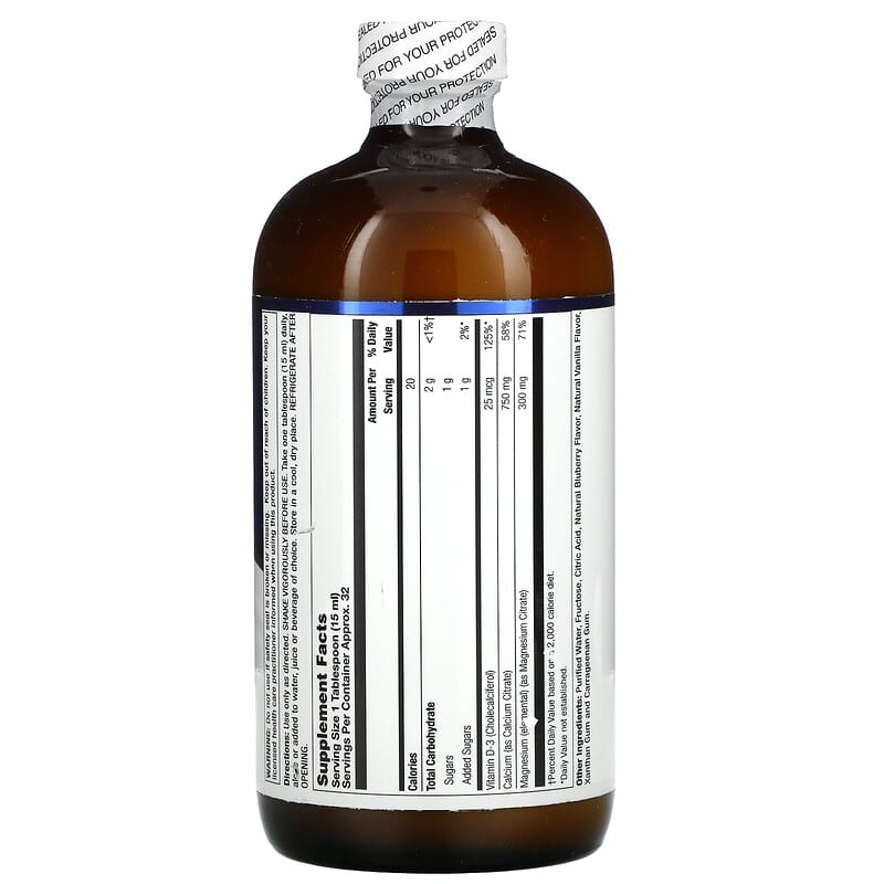 LifeTime Vitamins, Calcium Magnesium Citrate Plus Vitamin D3, Blueberry, 16 fl oz (473 ml) 53232400025