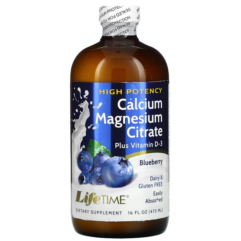LifeTime Vitamins Calcium Magnesium Citrate Plus Vitamin D3 Blueberry 16 fl oz (473 ml) 53232400025