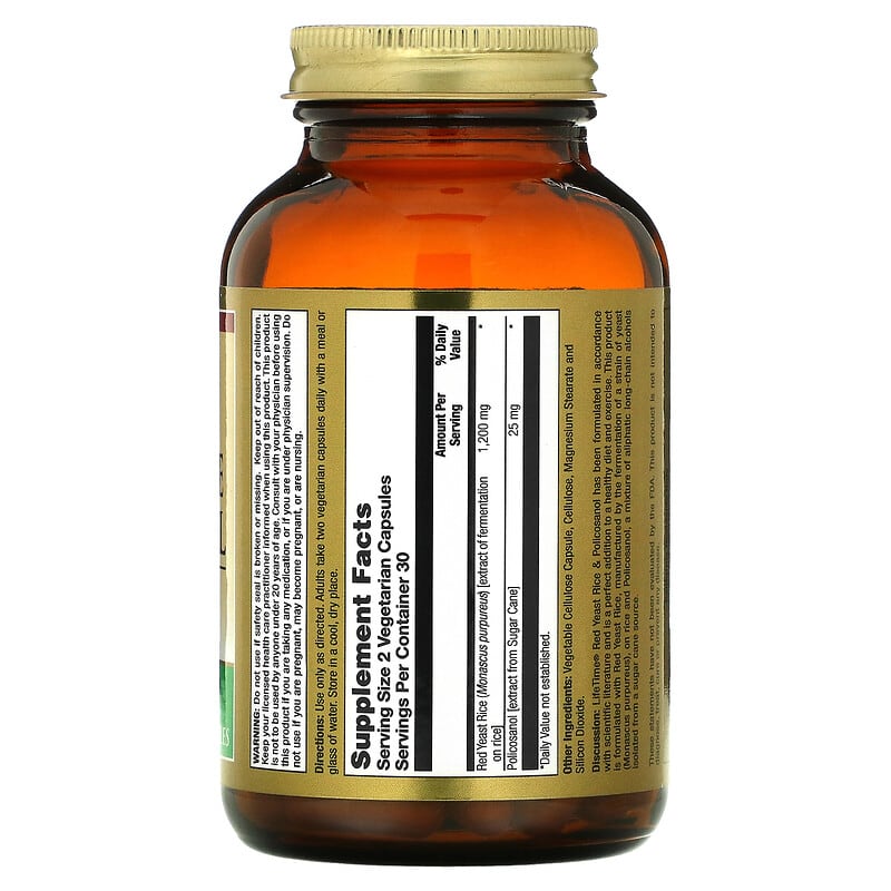 LifeTime Vitamins, Red Yeast Rice & Policosanol, 60 Vegetarian Capsules 53232290114