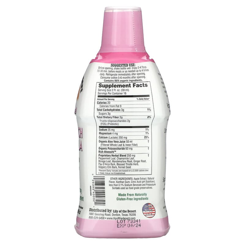 Lily of the Desert, Aloe Herbal, Stomach Formula, Mint, 32 fl oz (960 ml) 26395400324