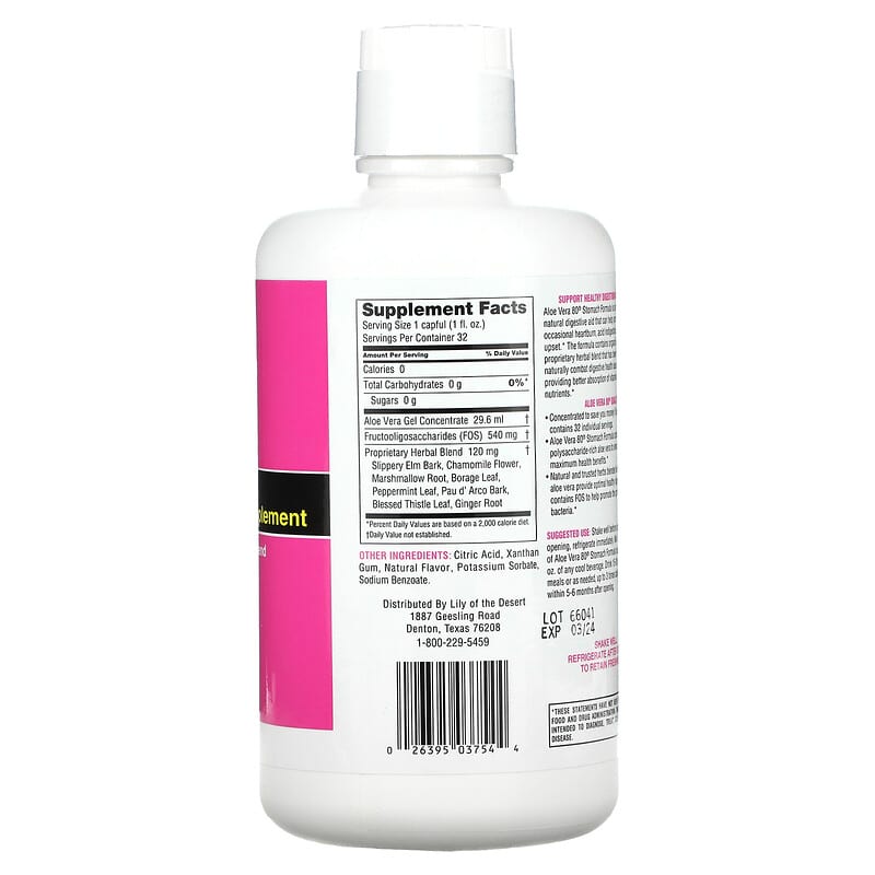 Lily of the Desert, Aloe Vera 80, Stomach Formula, 32 fl oz (0.95 l) 26395037544