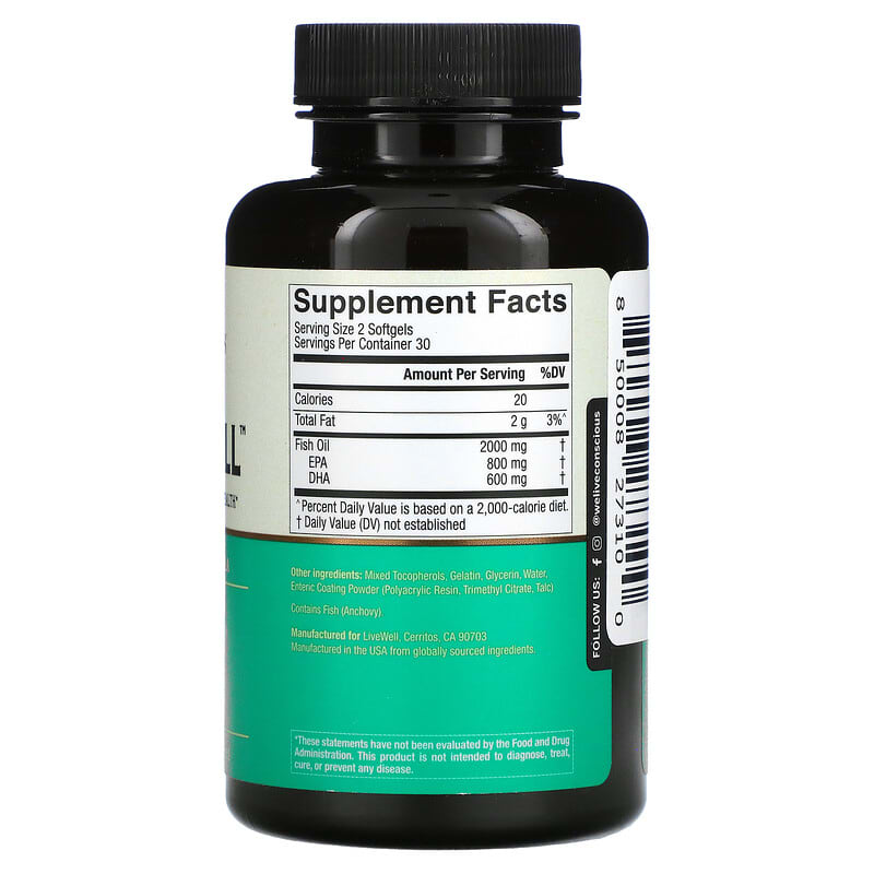 Live Conscious, OmegaWell, High Potency, 60 Softgels 850008273100