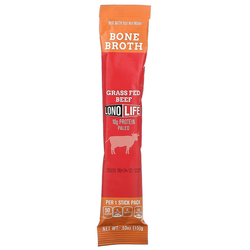 Lonolife, Broth, Beef Bone, Paleo, 4 Stick Packs, .53 oz (15 g) Each 857946006258