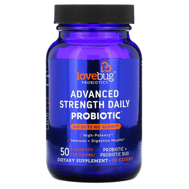 LoveBug Probiotics, Advanced Strength Daily Probiotic, 50 Billion CFU, 30 Count 850002716320
