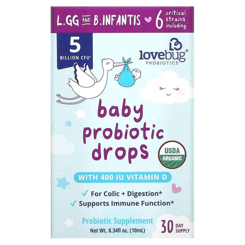 LoveBug Probiotics Baby Probiotic Drops 5 Billion CFU 0.34 fl oz (10 ml) 850002716412