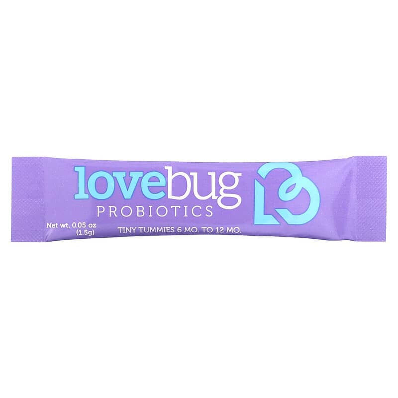 LoveBug Probiotics, Baby Probiotics, 6-12 Months, 4 Billion CFU, 30 Single Serve Stick Packs 861383000335