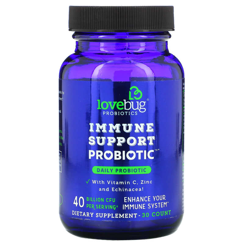 LoveBug Probiotics, Immune Support Probiotic, Daily Probiotic, 40 Billion CFU, 30 Count 850002716276
