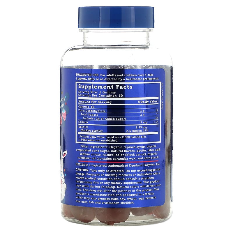 LoveBug Probiotics, Kids Probiotics, Tummy Gummies, Strawberry, 2.5 Billion CFU, 30 Gummies 850002716511